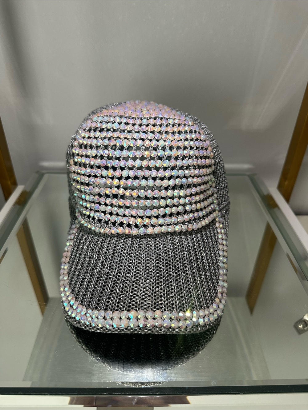 REVOLVE Silver Rhinestone Mesh Baseball Cap - Picture 5 of 8